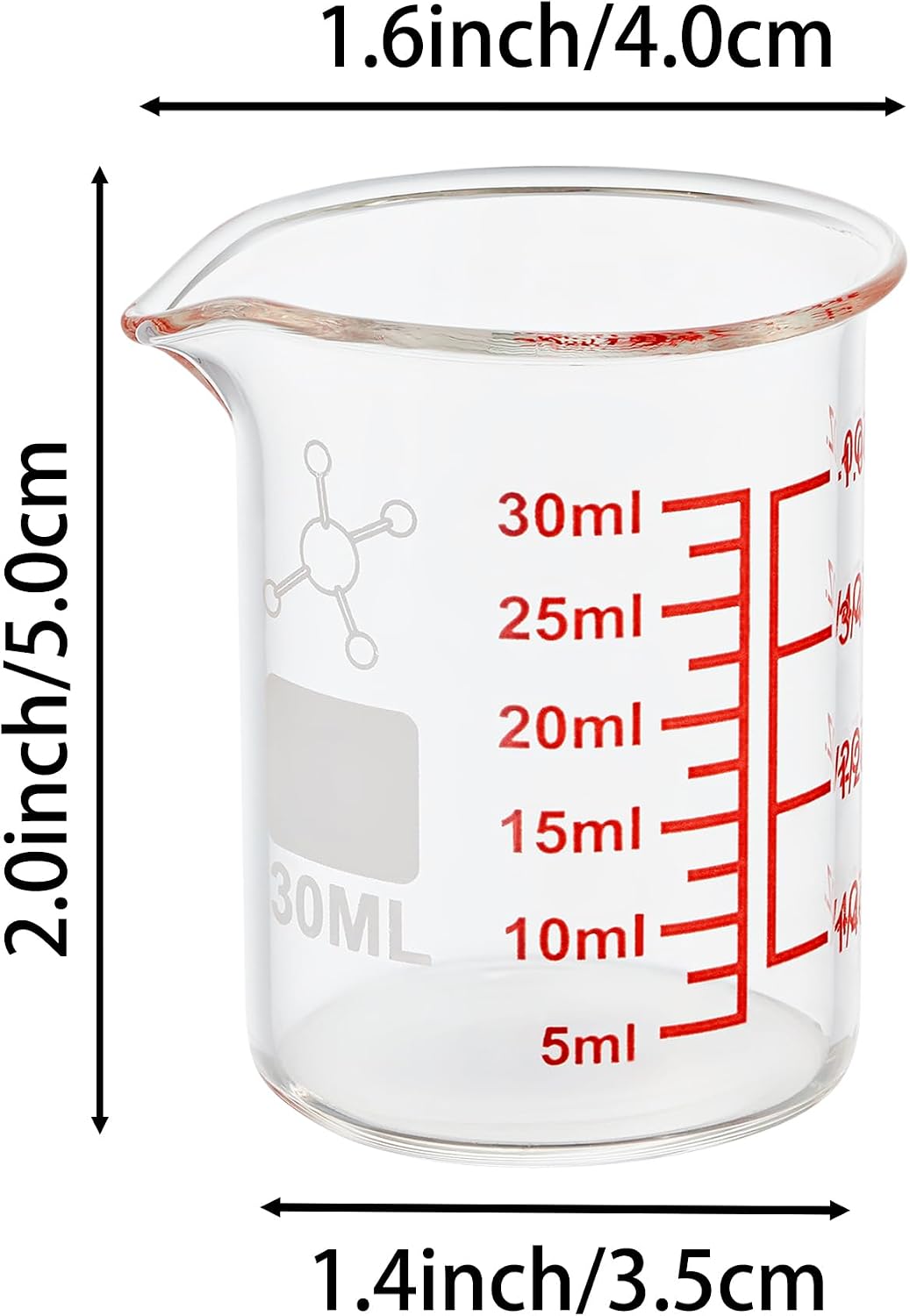 High Borosilicate Glass Measuring Cup-V-Shaped Spout,120ml(4OZ) Glass Measuring Beaker for Kitchen or Restaurant, Easy to Read(Pack of 2)