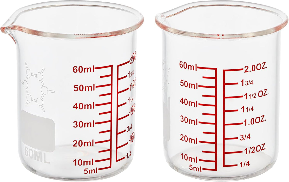 High Borosilicate Glass Measuring Cup-V-Shaped Spout,120ml(4OZ) Glass Measuring Beaker for Kitchen or Restaurant, Easy to Read(Pack of 2)