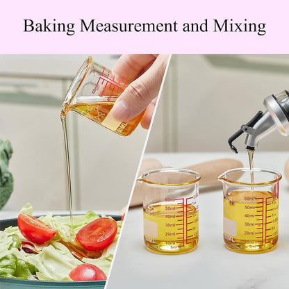 High Borosilicate Glass Measuring Cup-V-Shaped Spout,120ml(4OZ) Glass Measuring Beaker for Kitchen or Restaurant, Easy to Read(Pack of 2)