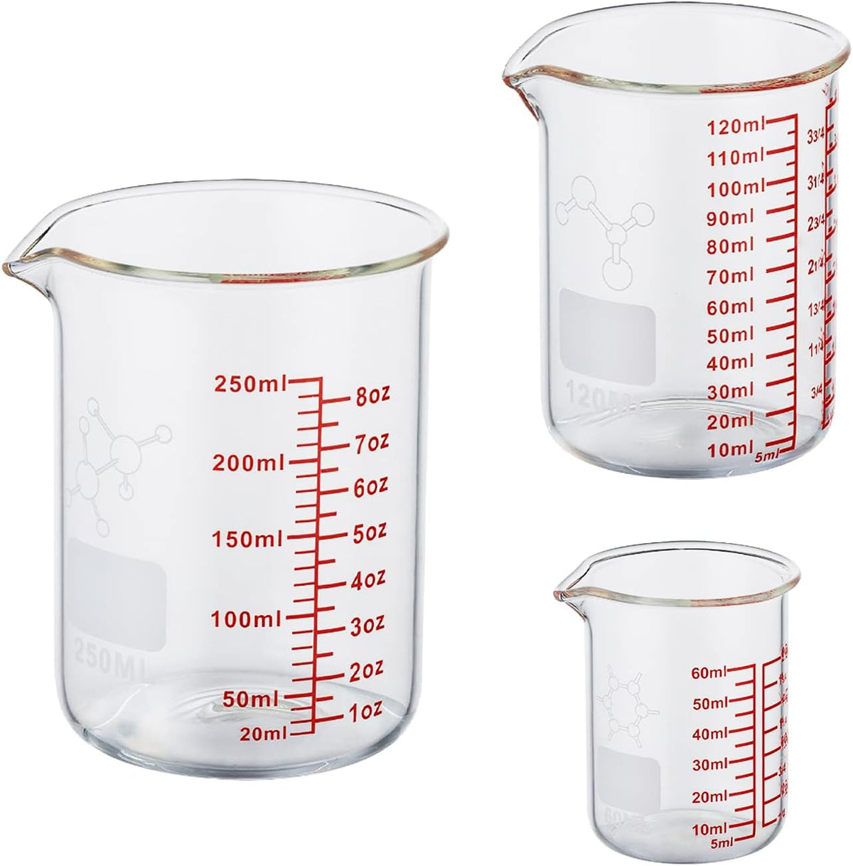 High Borosilicate Glass Measuring Cup-V-Shaped Spout,120ml(4OZ) Glass Measuring Beaker for Kitchen or Restaurant, Easy to Read(Pack of 2)
