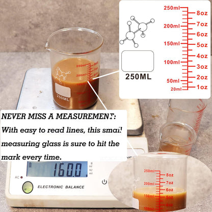 High Borosilicate Glass Measuring Cup-V-Shaped Spout,120ml(4OZ) Glass Measuring Beaker for Kitchen or Restaurant, Easy to Read(Pack of 2)