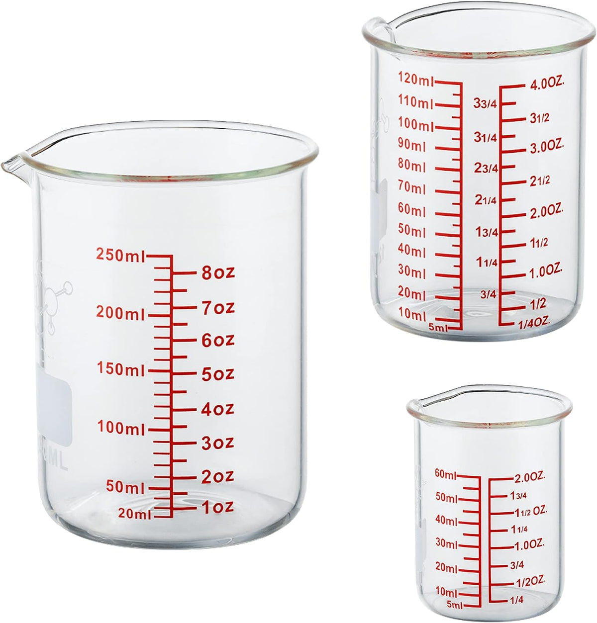High Borosilicate Glass Measuring Cup-V-Shaped Spout,120ml(4OZ) Glass Measuring Beaker for Kitchen or Restaurant, Easy to Read(Pack of 2)