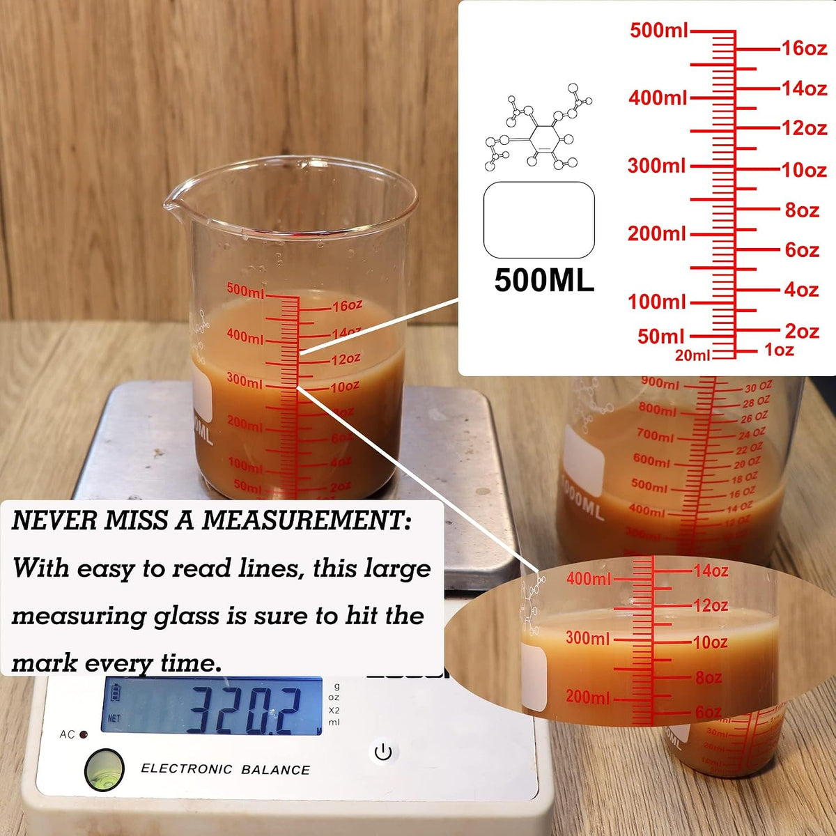 High Borosilicate Glass Measuring Cup-V-Shaped Spout,120ml(4OZ) Glass Measuring Beaker for Kitchen or Restaurant, Easy to Read(Pack of 2)