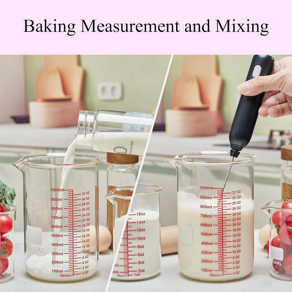 High Borosilicate Glass Measuring Cup-V-Shaped Spout,120ml(4OZ) Glass Measuring Beaker for Kitchen or Restaurant, Easy to Read(Pack of 2)