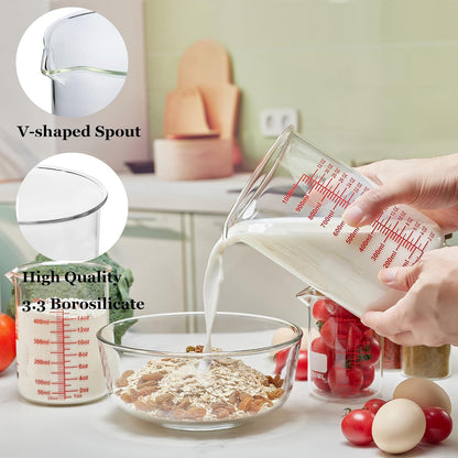 High Borosilicate Glass Measuring Cup-V-Shaped Spout,120ml(4OZ) Glass Measuring Beaker for Kitchen or Restaurant, Easy to Read(Pack of 2)