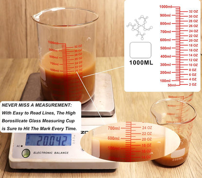 High Borosilicate Glass Measuring Cup-V-Shaped Spout,120ml(4OZ) Glass Measuring Beaker for Kitchen or Restaurant, Easy to Read(Pack of 2)