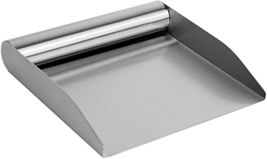 Fox Run Stainless Steel Kitchen Food Scoop, 6" Food and Bench Scraper | Chop Noodles, Veggies, Dough & More | Stainless Steel Bench Scraper | Food Scoop With Handle For Boards, Kitchen & Griddle