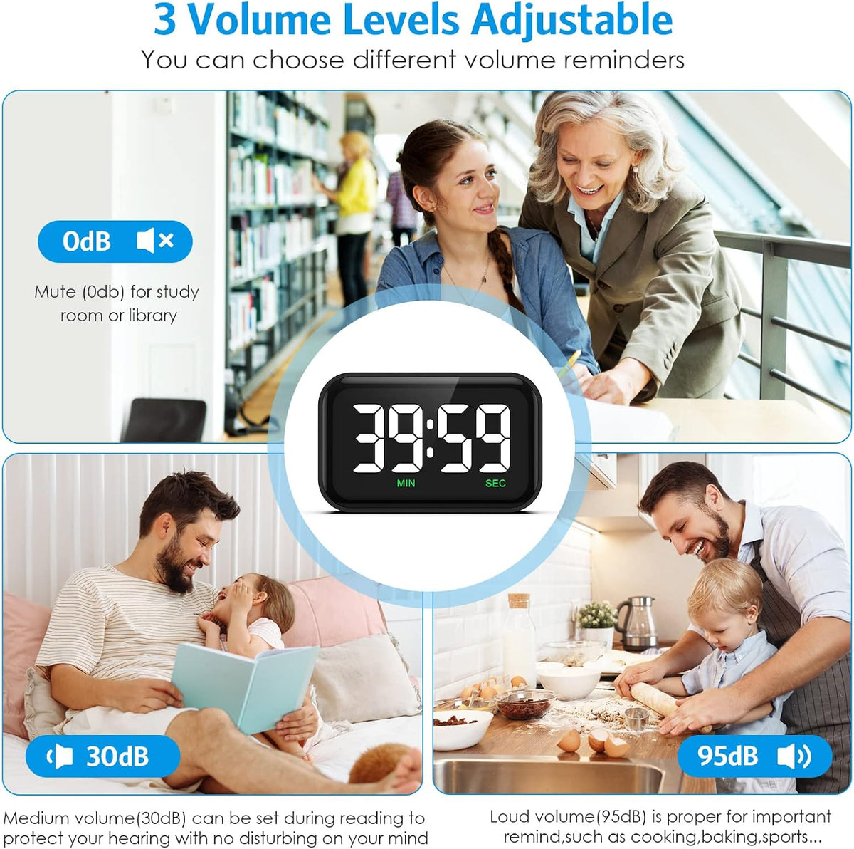 Digital Kitchen Timer, Digital Timer with Large LED Display