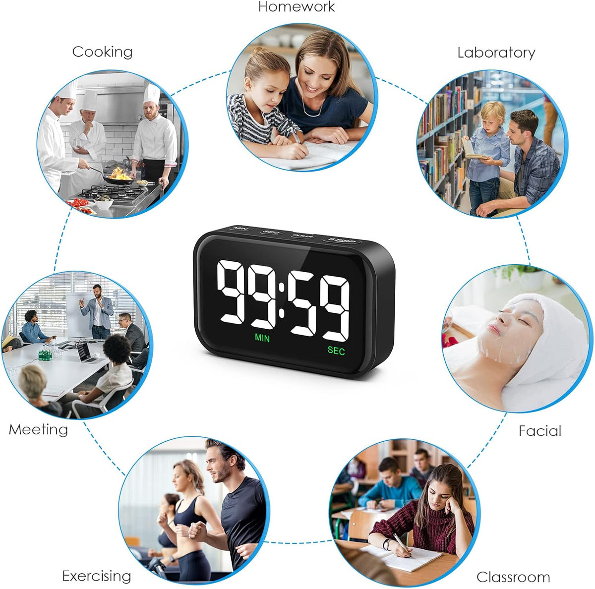 Digital Kitchen Timer, Digital Timer with Large LED Display