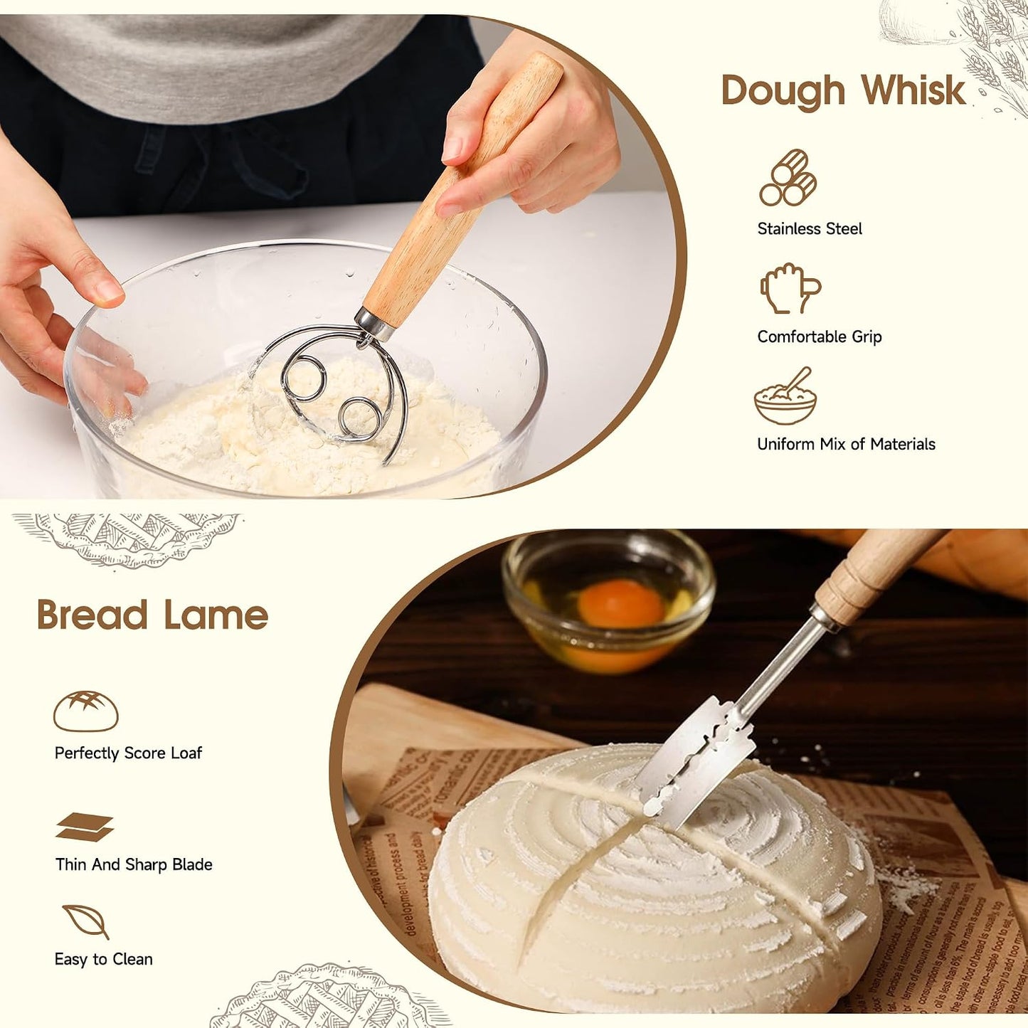 Sourdough Starter Kit, 50oz Jar, Banneton Bread Proofing Baskets | Complete Sourdough Tools, Digital Scale, 17 Recipes, Fermentation Tracking, Dough Whisk, Bread Lame, Silicone Transfer Slings