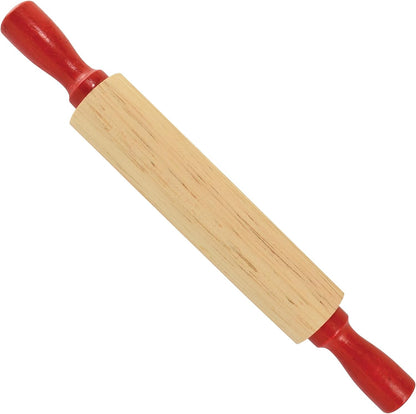 R&M Mini Rolling Pin 7" – Small Wooden Rolling Pin with Red Handles for Baking, Dough, & Pastry