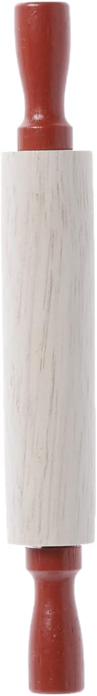 R&M Mini Rolling Pin 7" – Small Wooden Rolling Pin with Red Handles for Baking, Dough, & Pastry