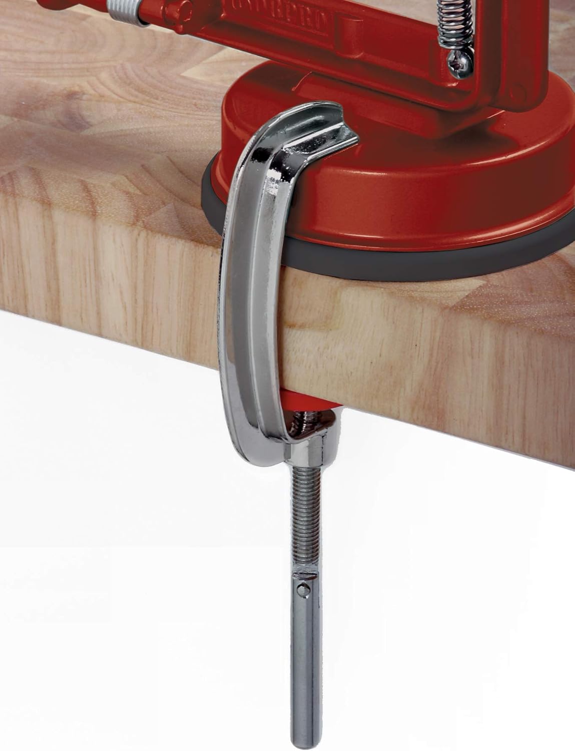Apple Master-Apple, Potato, Parer, Slicer & Corer with Vacuum Base & Clamp,Red