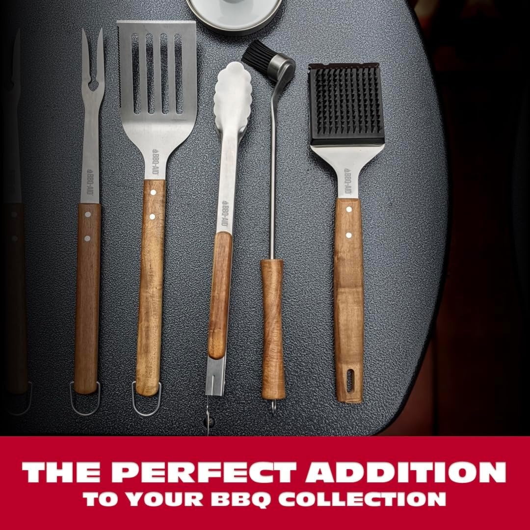Silicone Basting Brush for Grilling - Premium Acacia Wood Sauce Brush for BBQ & Smoking - Heat Resistant Marinade & Meat Brush - Dishwasher Safe Cooking Brush - Perfect For Fathers Day Gift