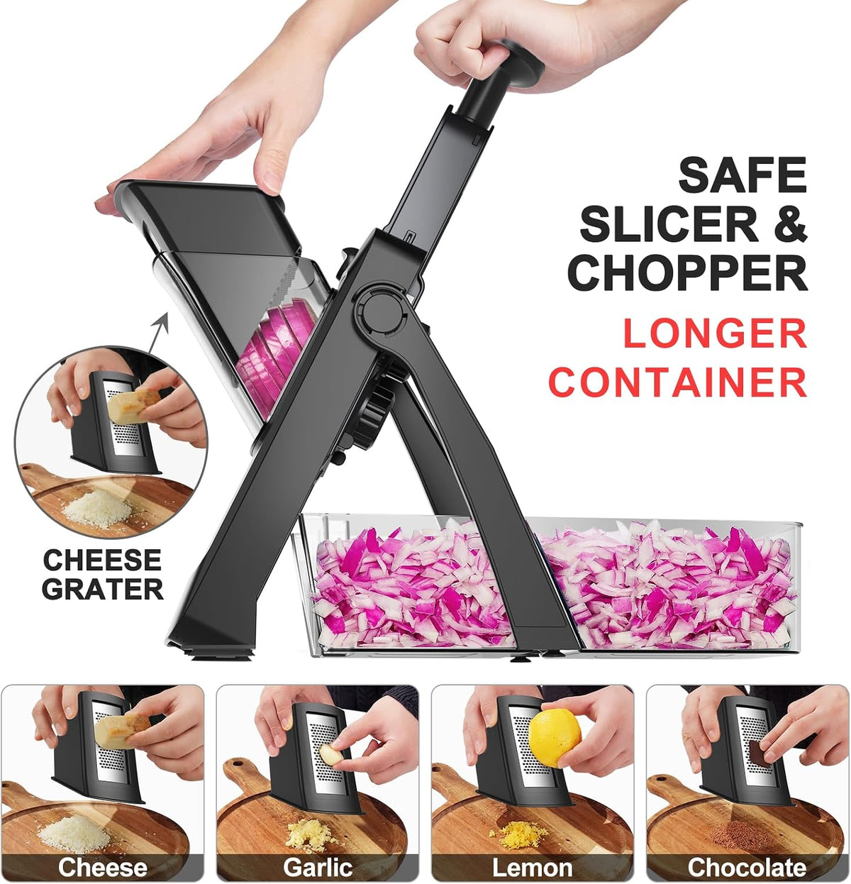 SupMaKin Safe Mandoline Slicer for Kitchen,Adjustable Potato Slicer 1-8 mm