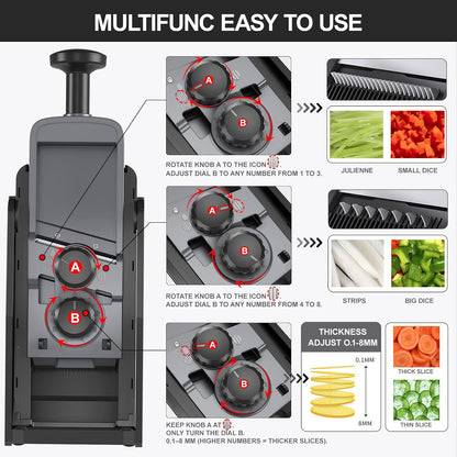 SupMaKin Safe Mandoline Slicer for Kitchen,Adjustable Potato Slicer 1-8 mm