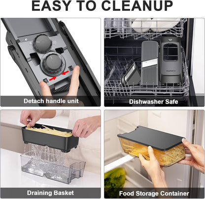 SupMaKin Safe Mandoline Slicer for Kitchen,Adjustable Potato Slicer 1-8 mm