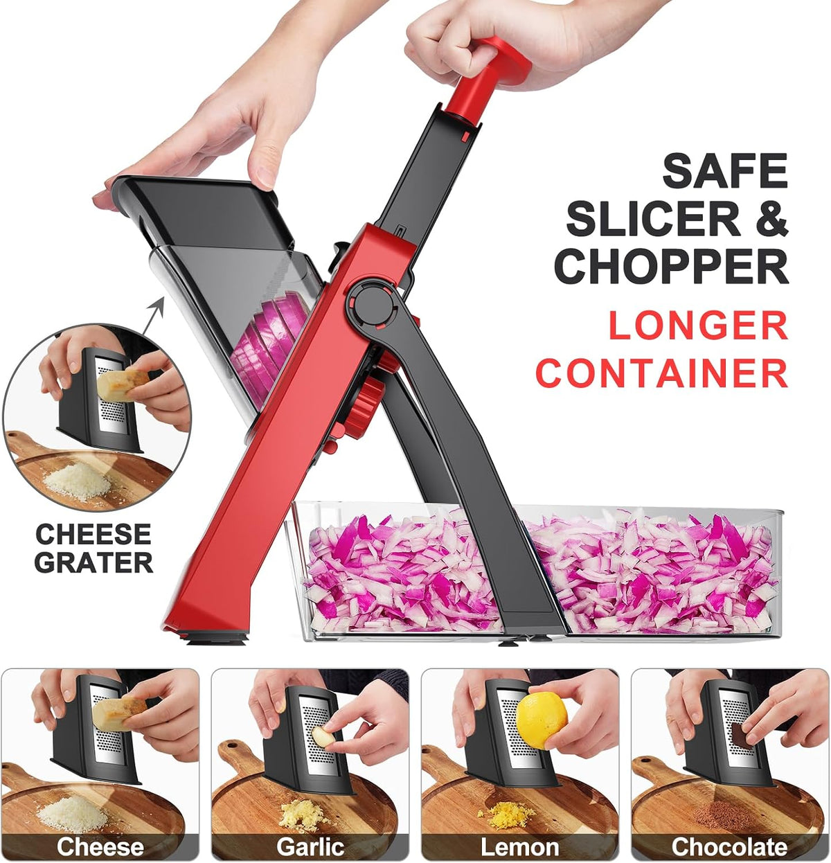 SupMaKin Safe Mandoline Slicer for Kitchen,Adjustable Potato Slicer 1-8 mm