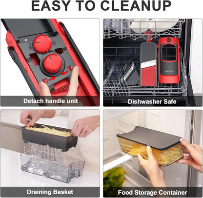 SupMaKin Safe Mandoline Slicer for Kitchen,Adjustable Potato Slicer 1-8 mm
