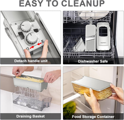 SupMaKin Safe Mandoline Slicer for Kitchen,Adjustable Potato Slicer 1-8 mm