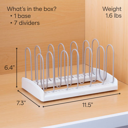 StoreMore Adjustable Pan and Lid Rack, Pot Lids and Pans Organizer for Kitchen Cabinet Storage, Classic Edition