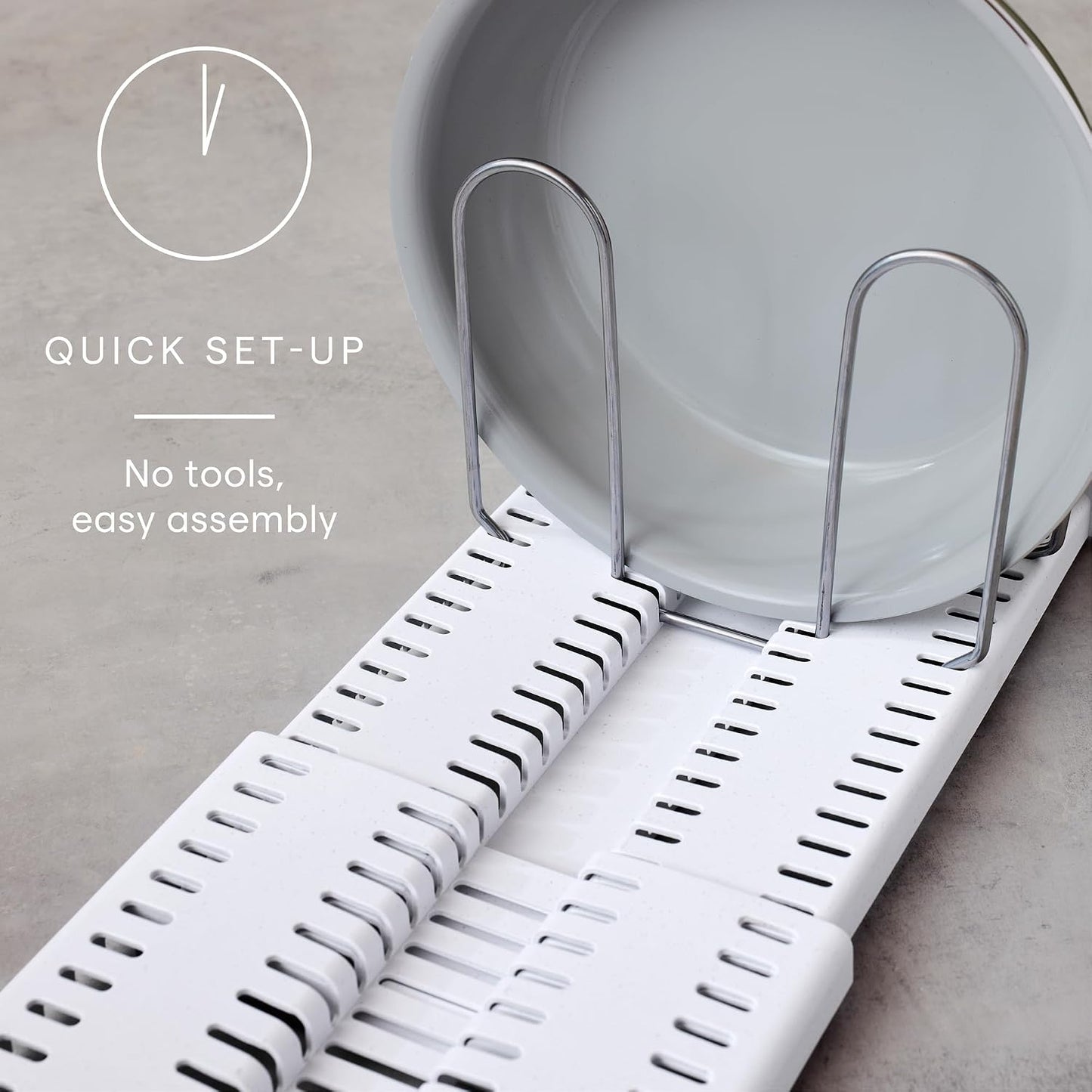 StoreMore Adjustable Pan and Lid Rack, Pot Lids and Pans Organizer for Kitchen Cabinet Storage, Classic Edition