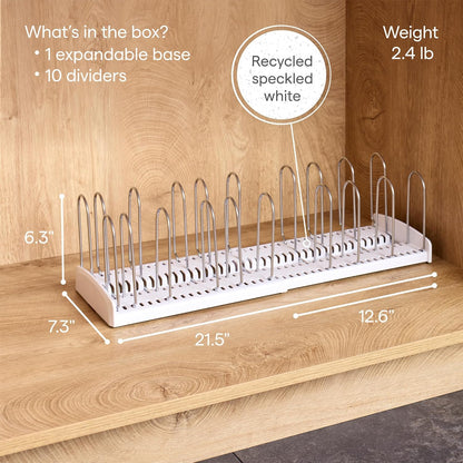 StoreMore Adjustable Pan and Lid Rack, Pot Lids and Pans Organizer for Kitchen Cabinet Storage, Classic Edition