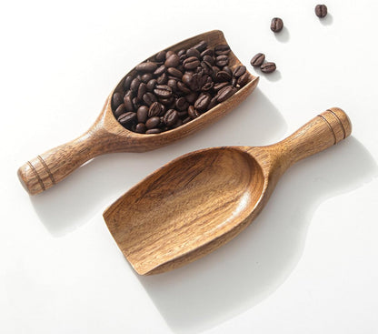 Big Wooden Coffee Scoop, 2pcs Large Coffee Scoops for Ground Coffee Beans, Acacia Wood Shovel Spoons Multipurpose for Jars Canisters,Kitchen Scooping Tool Salts Spice Pepper Powder Tea Shovels