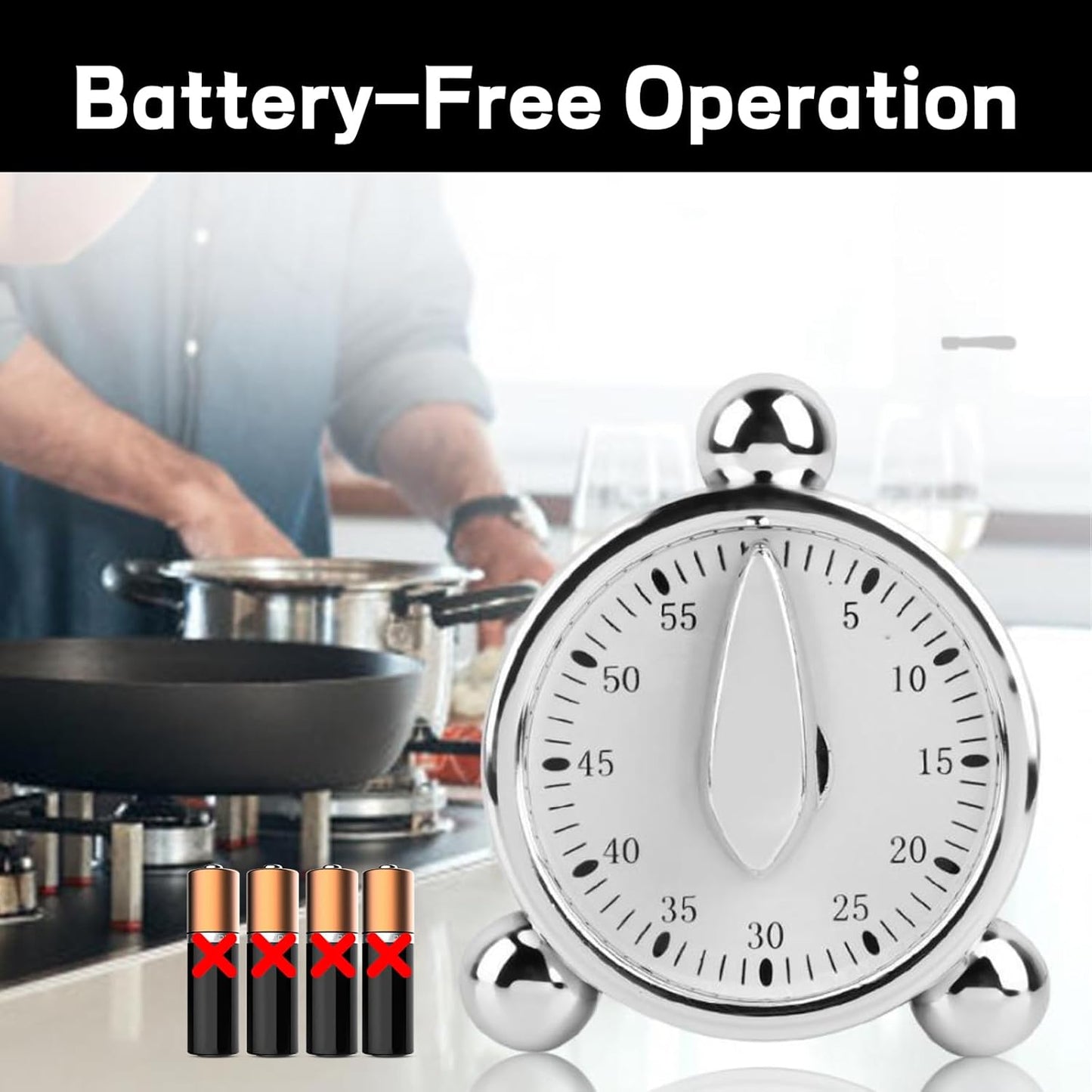 Kitchen Timers for Cooking Seniors 60 Minute Mechanical Kitchen Timer Loud Alarm Clock for Cooking Baking No Batteries Needed Visual Timer Ideal for Kitchen Management Precise Cooking Timing 1 Pack
