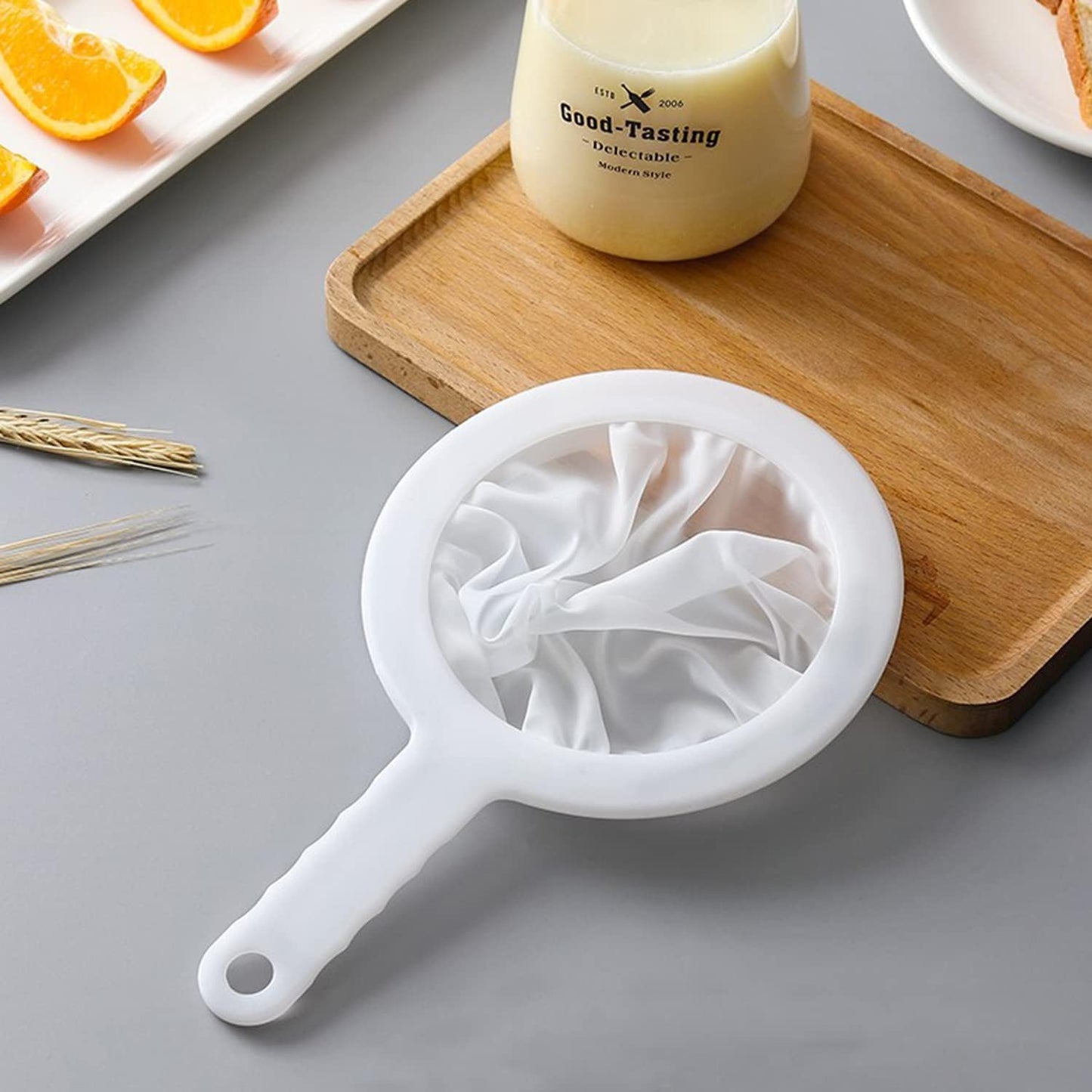 Kitchen Ultra-Fine Nylon Mesh Strainer 5.51 Inch (400 mesh) | Plastic Sieve Fine Mesh with Handle, Kitchen Tool, For Soy Milk, Coffee, Milk, Yogurt, Juice, Tea Leaf Filter, Honey, Wine