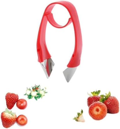 Stainless Red Strawberry Huller Stem Remover, Pineapple and Tomato Corer, Fruits and Vegetables Eye Peeler