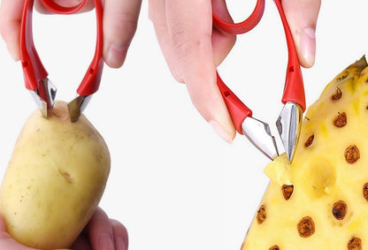 Stainless Red Strawberry Huller Stem Remover, Pineapple and Tomato Corer, Fruits and Vegetables Eye Peeler