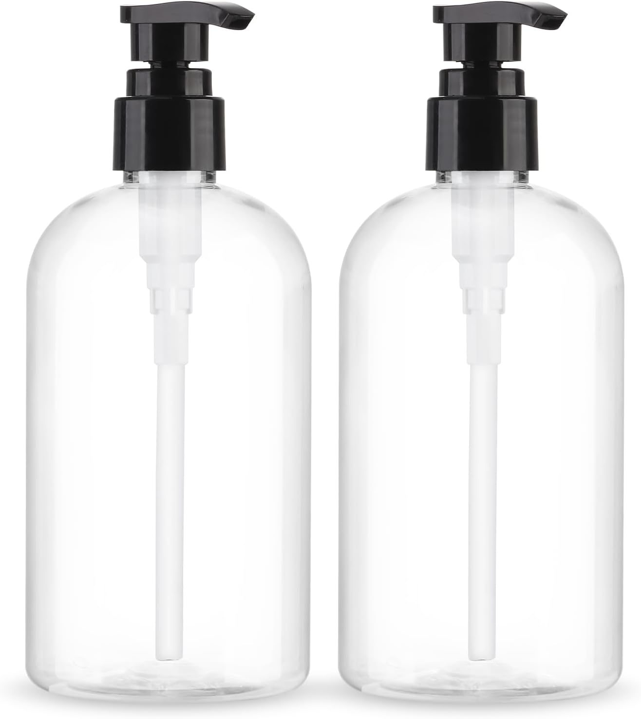 Empty Pump Bottles Dispenser 2 Pack 300ml/10.15oz. Clear Plastic Pump Bottle Dispenser for Essential Oil Soap Lotion Shampoo