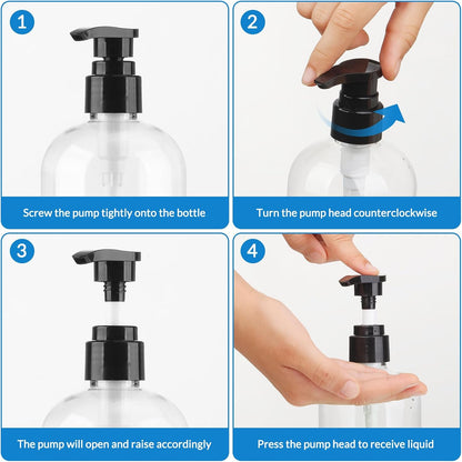 Empty Pump Bottles Dispenser 2 Pack 300ml/10.15oz. Clear Plastic Pump Bottle Dispenser for Essential Oil Soap Lotion Shampoo
