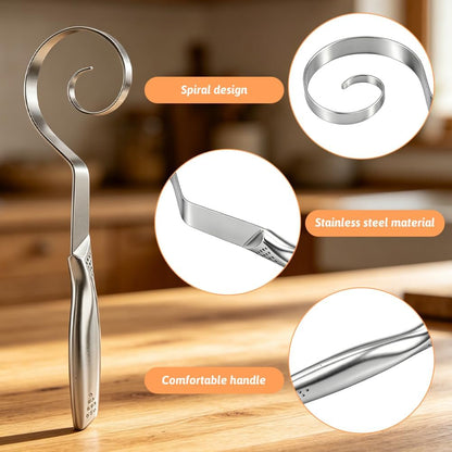 Seamless Dough Whisk Stainless Steel, 10 Inch Seamless Danish Dough Whisk with Dough Cutter, One-Piece Manual Mixing Tool for Cooking, Whisking, Pizza Pastry Cake Batter, Dishwasher Safe