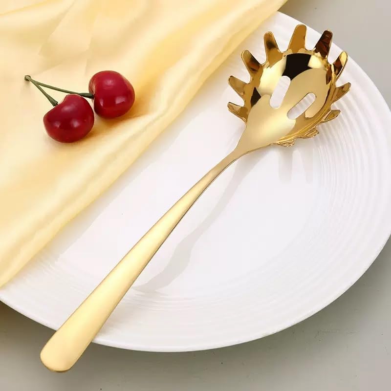 Stainless Steel Pasta Spoon, Spaghetti Spoons Server, Spaghetti Fork with Ergonomic Handle, Noodle Utensil for Kitchen, 9. 4inch