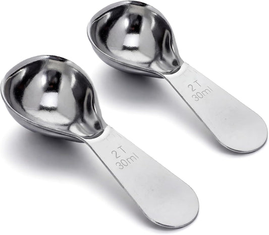 2PCS 30ml Stainless Steel Coffee Scoop, 2 Tablespoon Measuring Spoons, Coffee Scooper for Ground Coffees, Suger, Bean, Tea, Flour, Short Handle, Dishwasher Safe