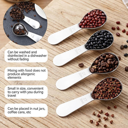 2PCS 30ml Stainless Steel Coffee Scoop, 2 Tablespoon Measuring Spoons, Coffee Scooper for Ground Coffees, Suger, Bean, Tea, Flour, Short Handle, Dishwasher Safe