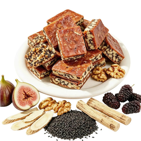 Fig & Walnut Pastry Bites 250g*2 Bags (About 25-28 Packs)– Blended with Black Sesame, Astragalus & Lily Bulb – Sweet, Soft & Crispy Texture – Natural Flavor Energy Snack –Sweet, Soft, Glutinous & Crispy Snack