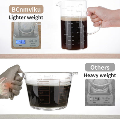 Glass Measuring Cup, Insulated handle, V-Shaped Spout, High Borosilicate Glass Measuring Cup 1000ML、 /1 Liter, 4 Cup for Kitchen or Restaurant, Easy To Read (1000ml-1pcs)