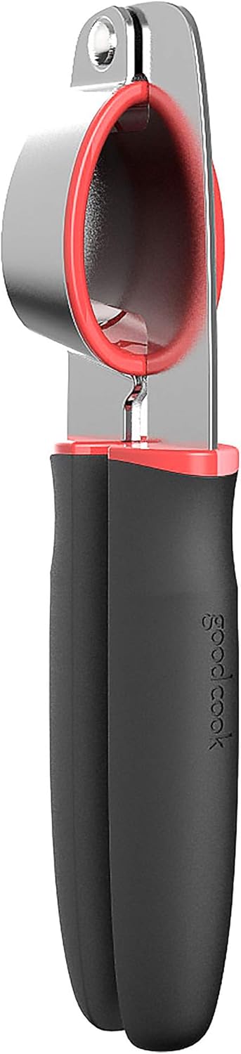 Touch Dishwasher Safe Garlic Press with Stainless Steel Head, Black/Red