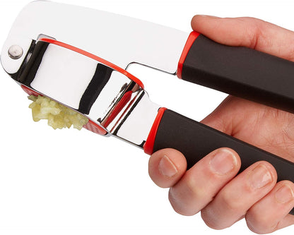Touch Dishwasher Safe Garlic Press with Stainless Steel Head, Black/Red