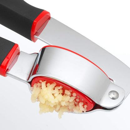 Touch Dishwasher Safe Garlic Press with Stainless Steel Head, Black/Red