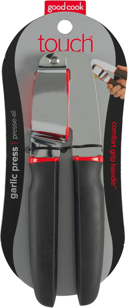 Touch Dishwasher Safe Garlic Press with Stainless Steel Head, Black/Red