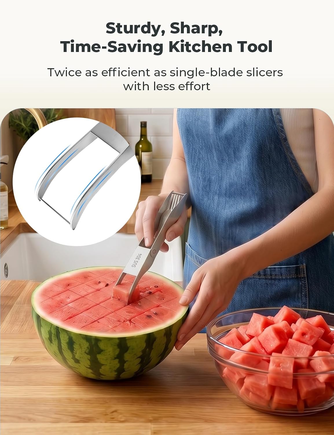 CripsTaste Watermelon Cutter Slicer Tool Stainless Steel Watermelon Fork