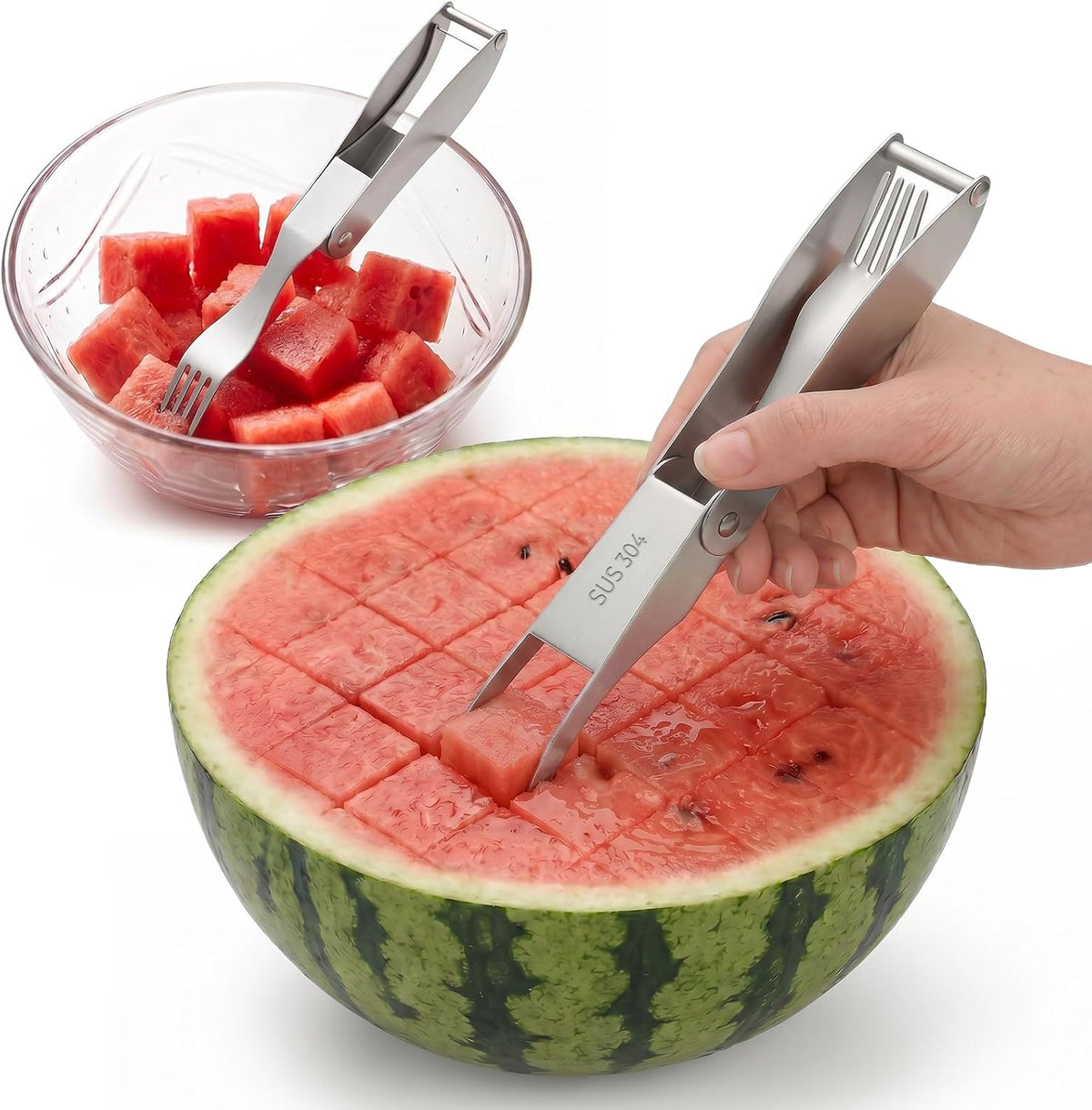 CripsTaste Watermelon Cutter Slicer Tool Stainless Steel Watermelon Fork