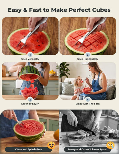 CripsTaste Watermelon Cutter Slicer Tool Stainless Steel Watermelon Fork