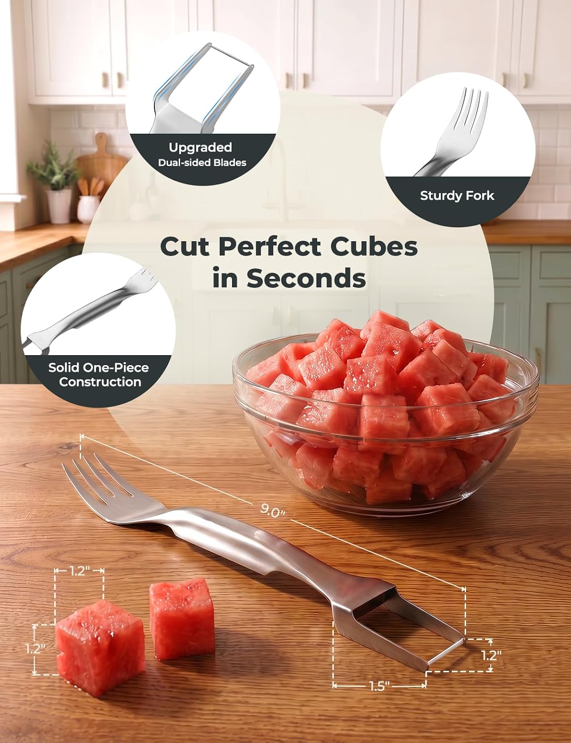 CripsTaste Watermelon Cutter Slicer Tool Stainless Steel Watermelon Fork