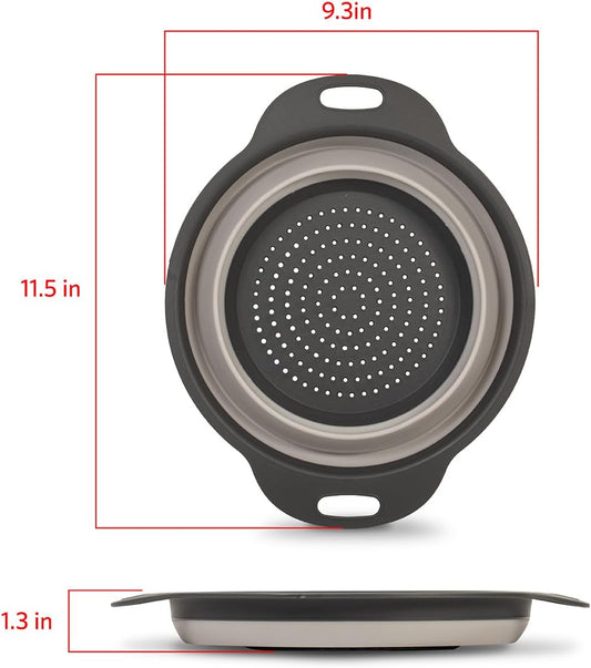Glad Collapsible Colander Strainer - 2L | Small Pasta Drainer for Kitchen, Vegetables, and Fruit | Round Plastic Foldable Draining Basket for Easy Storage