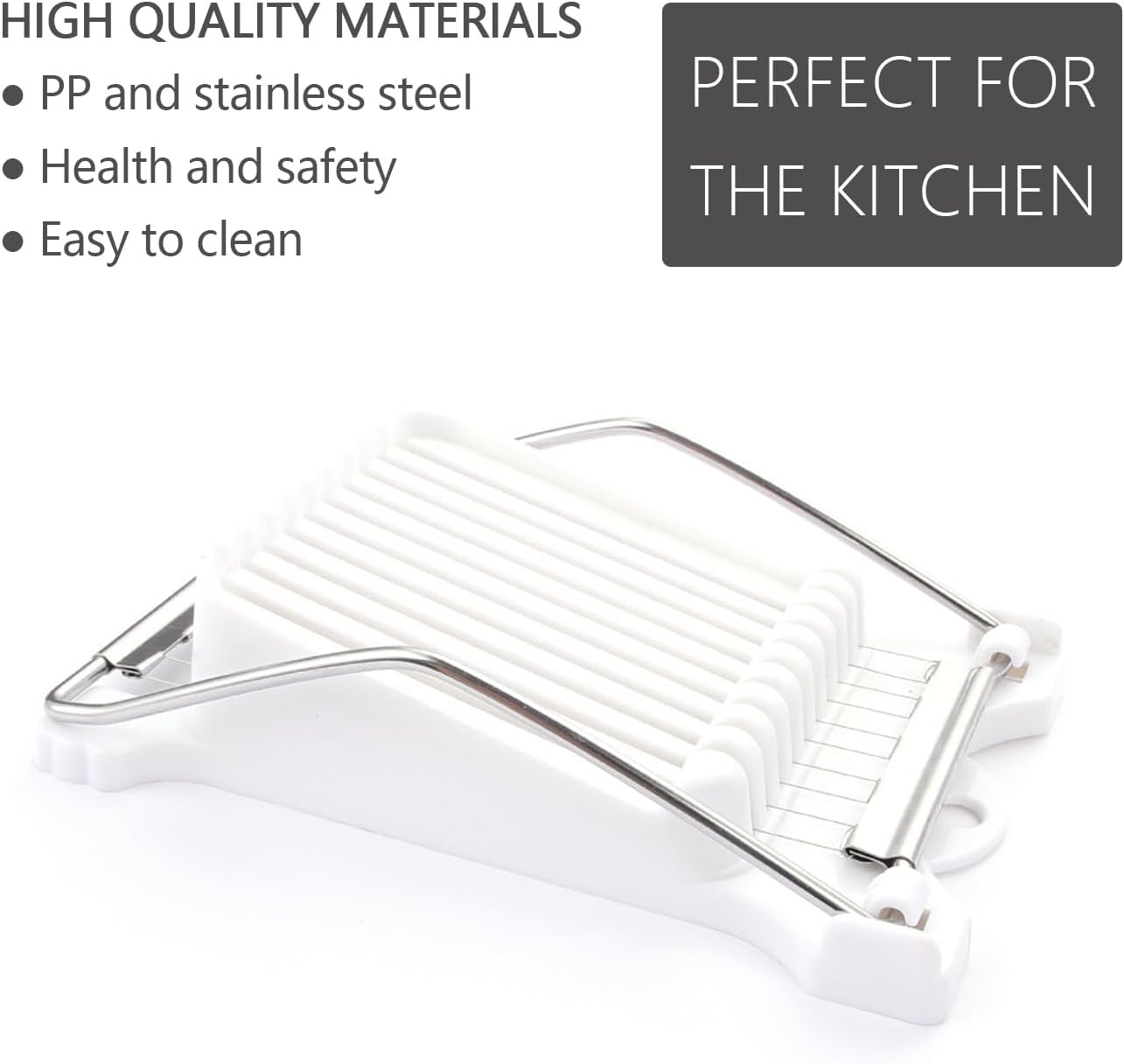 Multipurpose Luncheon Meat Slicer,Stainless Steel Wire Egg Slicer,Cuts 11 Slices for Spam,Cheese,fruit,Soft Food and Ham (White)
